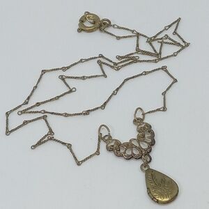 * antique vintage Edwardian tiny locket delicate twisted links necklace 18.5"